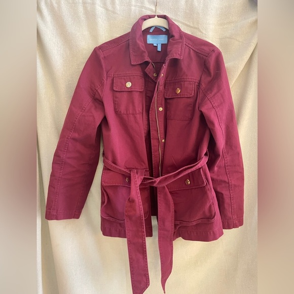 Draper James Utility Coat Deep Wine Size S 4/6 w/pockets NWOT - Picture 5 of 8